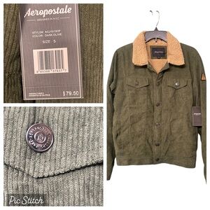 Aeropostale Men's Dark Olive Sherpa Jacket size S